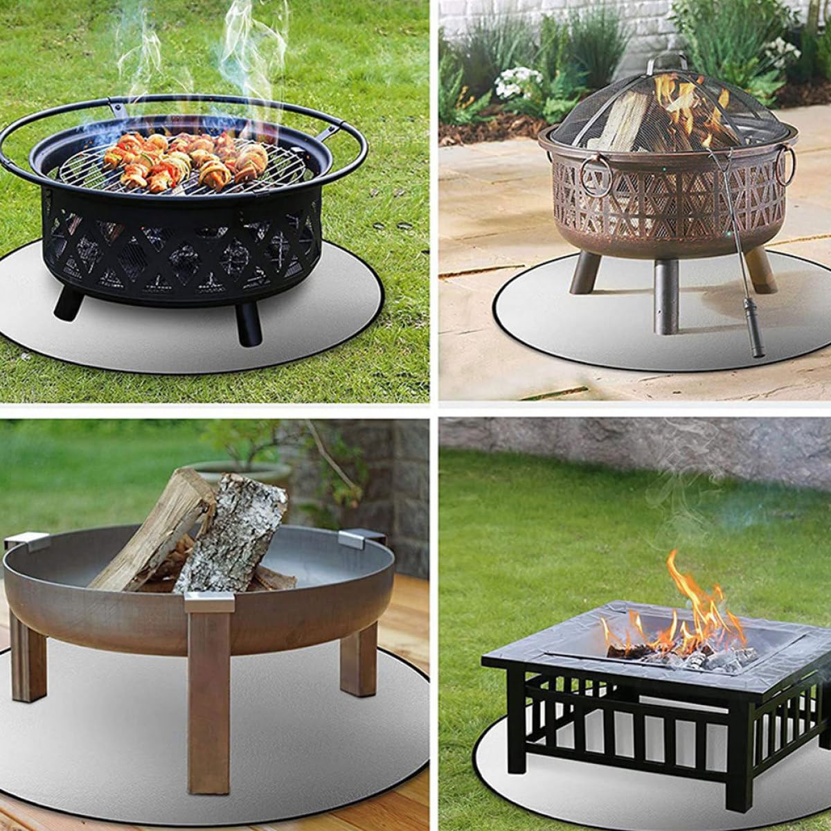 GALPADA Feuerfeste Grillunterlage aus Stoff als Brandschutz Unterlage für Sommerurlaub mit Praktischem Bodenschutz für Rasen und Holz Leicht zu Reinigen und Ölbeständig