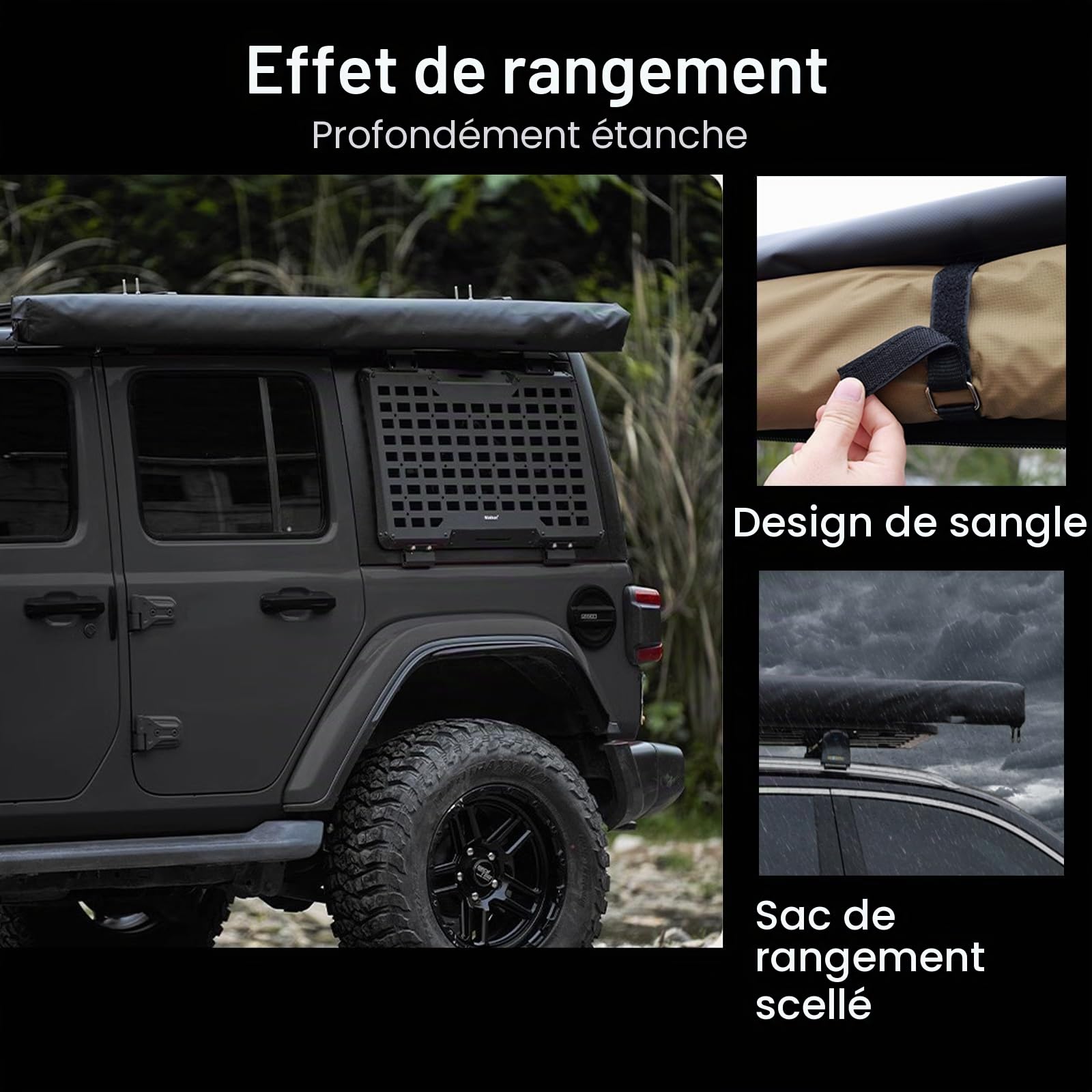 Auvent de Voiture Latéral Rétractable Extérieur pour Voiture, Auvent Extractible Anti-déchirure pour Camping Terrestre, PU5000 mm, pour SUV/Camion/Van (Size : 160x250cm/5.2x8.2ft)