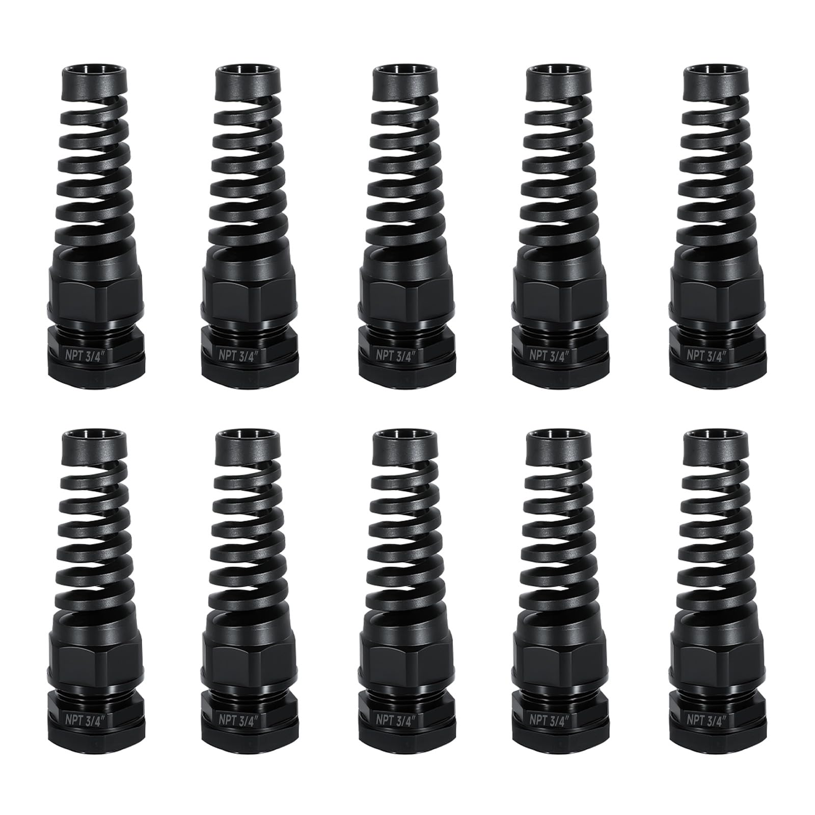 Presse-étoupe IP68 NPT 1/4 pouce en nylon étanche avec serre-câble lot de 10