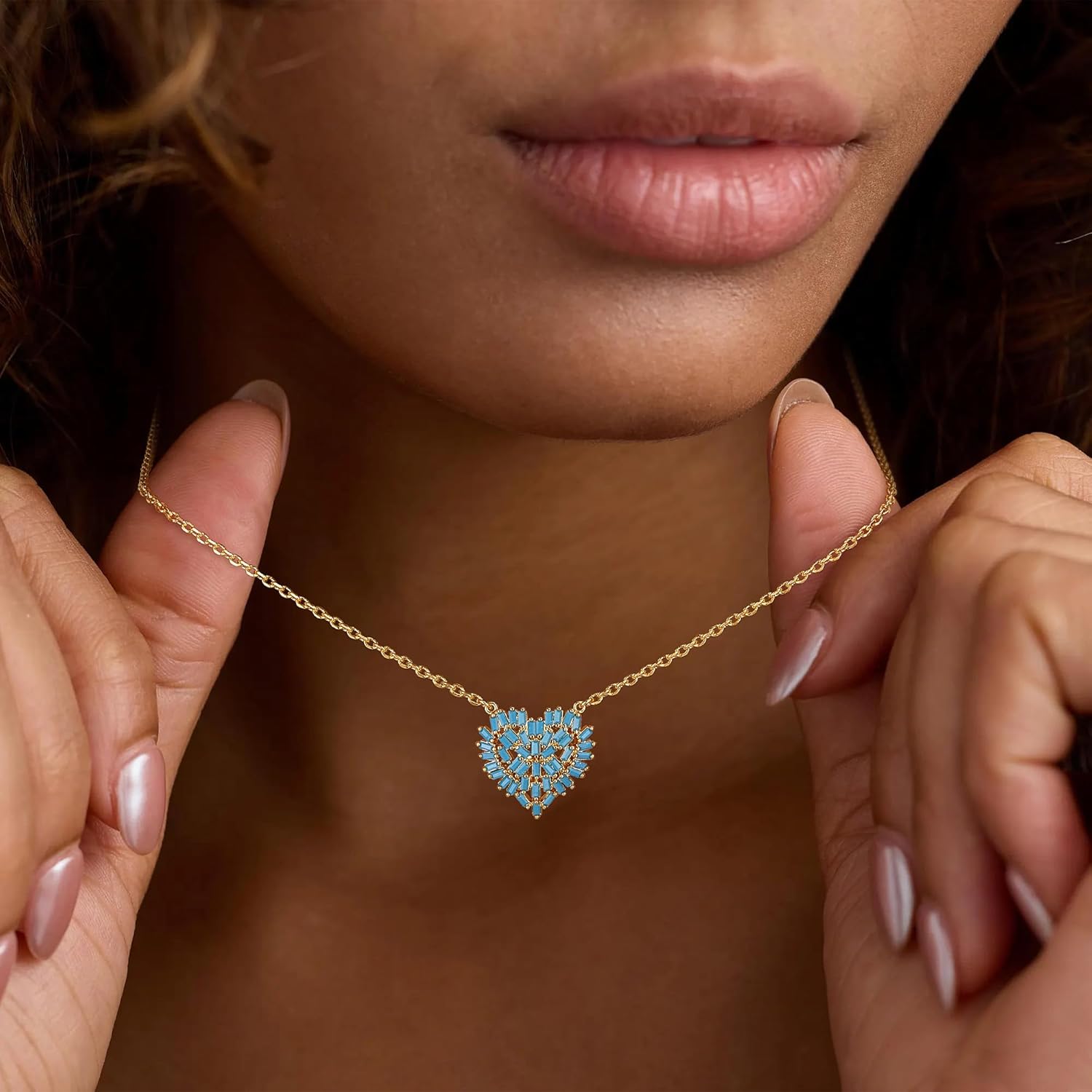 Valloey Rover Turquoise Necklaces for Women-Charm Gold Pendant Necklace 14K Gold Plated Dainty Statement Pendant Necklaces Turquoise Jewelry Gifts for Women - Image 3