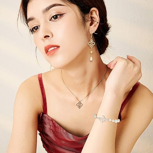 Miniatura 5 de CHGCRAFT 144 piezas de 4 colores, 2 tamaños, nudo chino, eslabones tibetanos, conectores de forma de eslabones, dijes para hacer joyas, accesorios