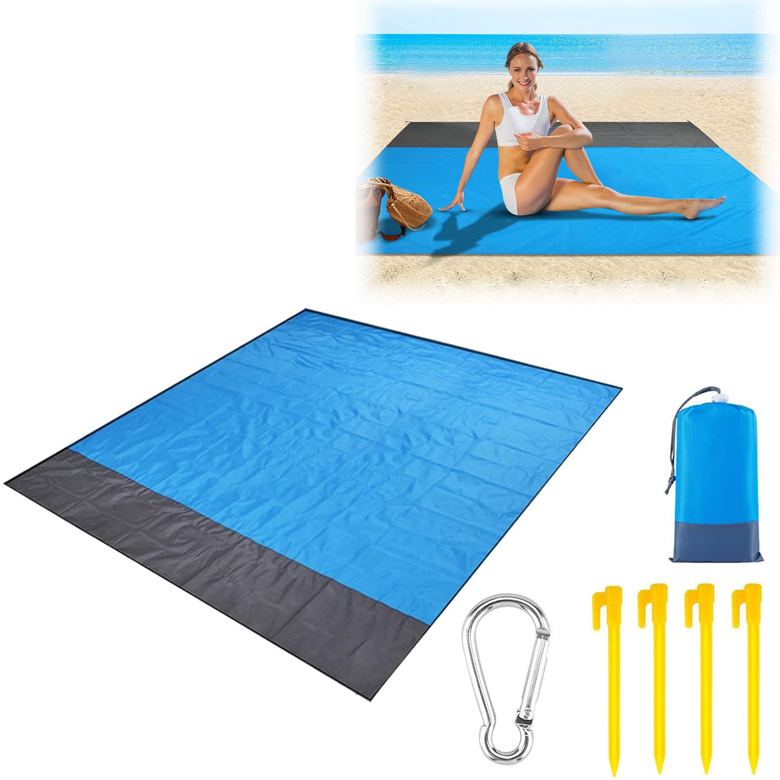 Manta De Picnic Impermeable Y Resistente A La Arena - 140x200 Cm, Incluye 4 Pinzas Y Bolsa De Almacenamiento, Ideal Para Playa, Camping Y Exteriores