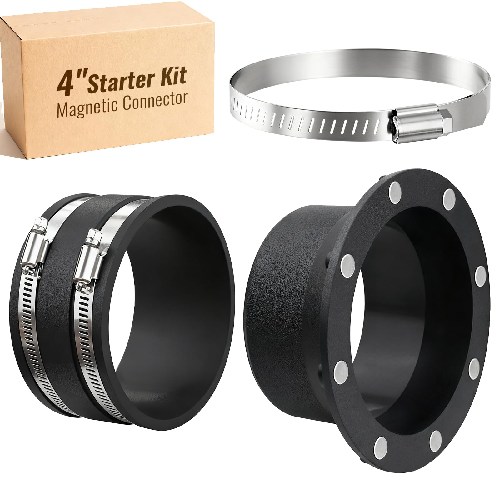 4"Magnetic Dust Collector System, 8 high-strength magnets,One-to-Many Magnetic Starter Kit,1-second connect and disconnectβenabling efficient hose transfer between different machines