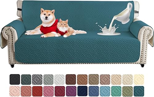 Miniatura 37 de XINEAGE Funda de sofá 100% impermeable para mascotas, funda de sofá antideslizante lavable, fundas de sofá para 3 cojines, protector de muebles con