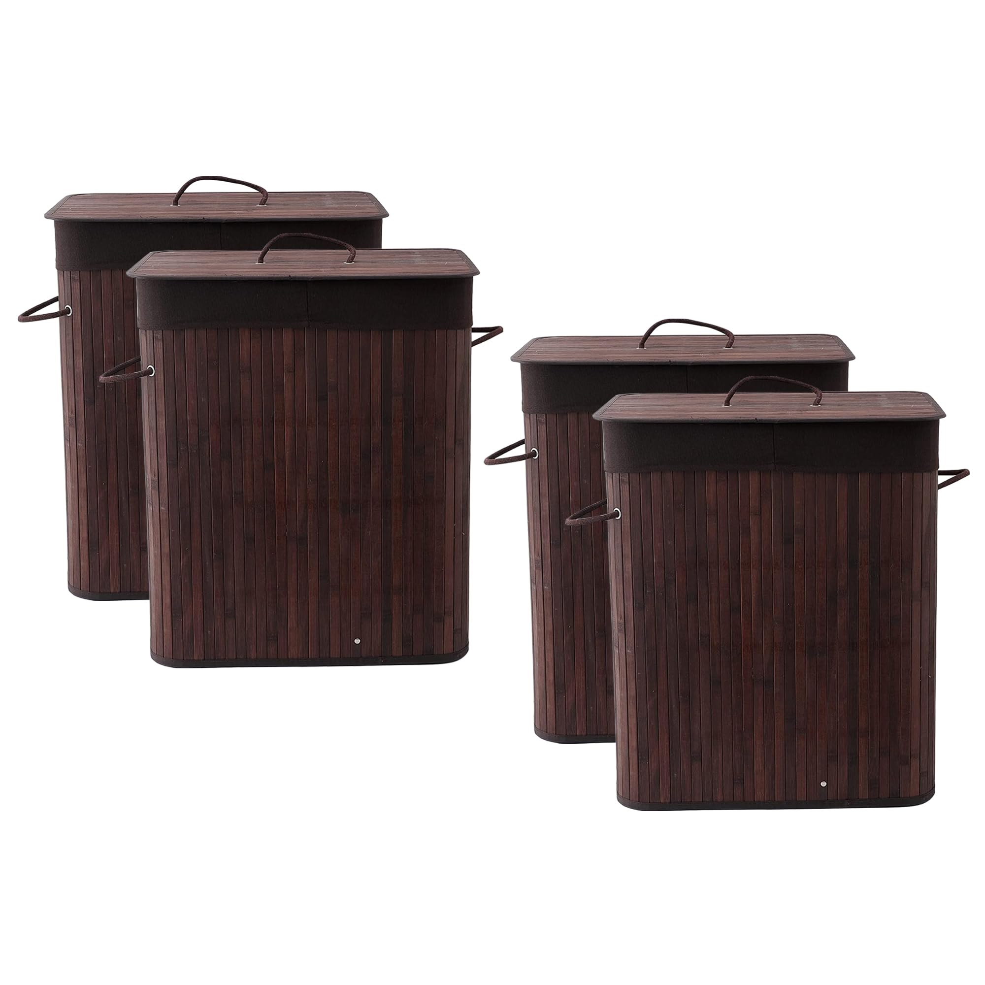 Kuber Industries Pack Of 4 Bamboo Basket With Lid|Foldable Laundry Basket For Clothes|Durable Rope Handles & Removable Bag (Dark Brown) (B0CVL9NR19) Amazon Price History, Amazon Price Tracker