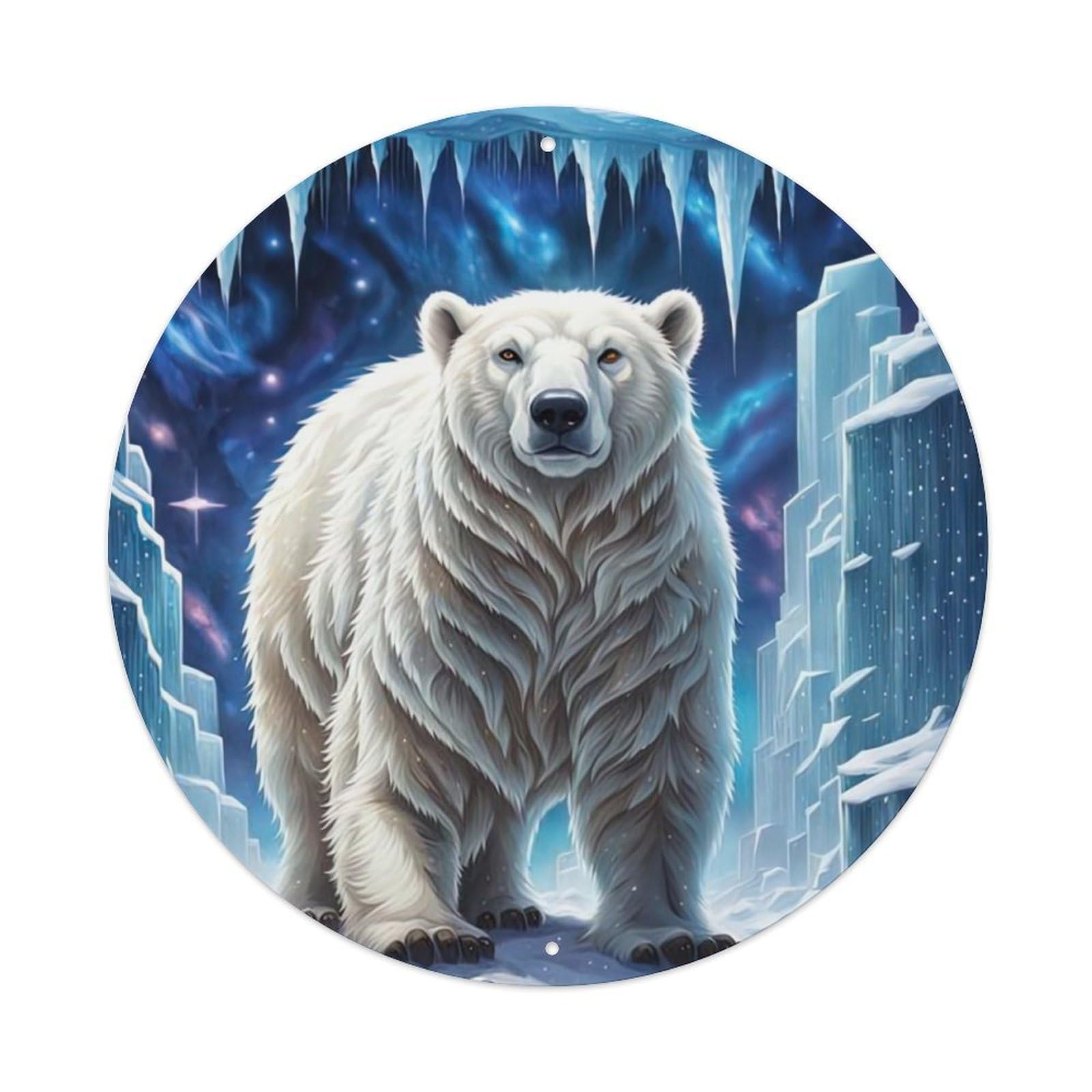 Animal Artwork Polar Bear on The Snow Vintage Metal Tin Sign Plaque Wall Decor for Cafe, Club Bar, Office, Garden Metal Poster 8x8Inch