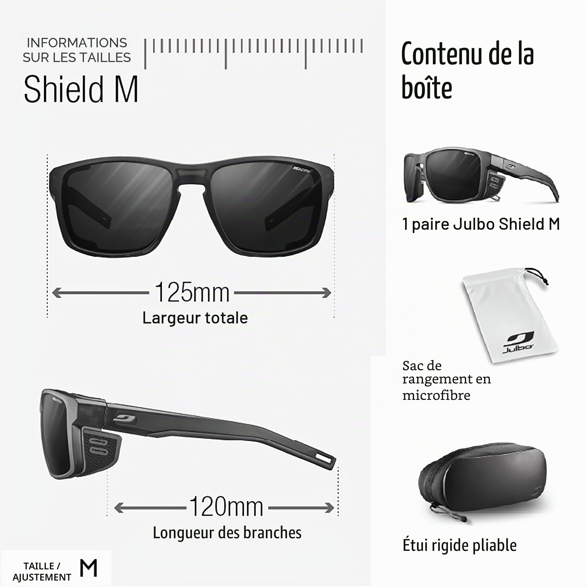 Julbo Shield M Lunettes de soleil alpinisme, randonnée, trekking, voile Mixte (lot de 1)