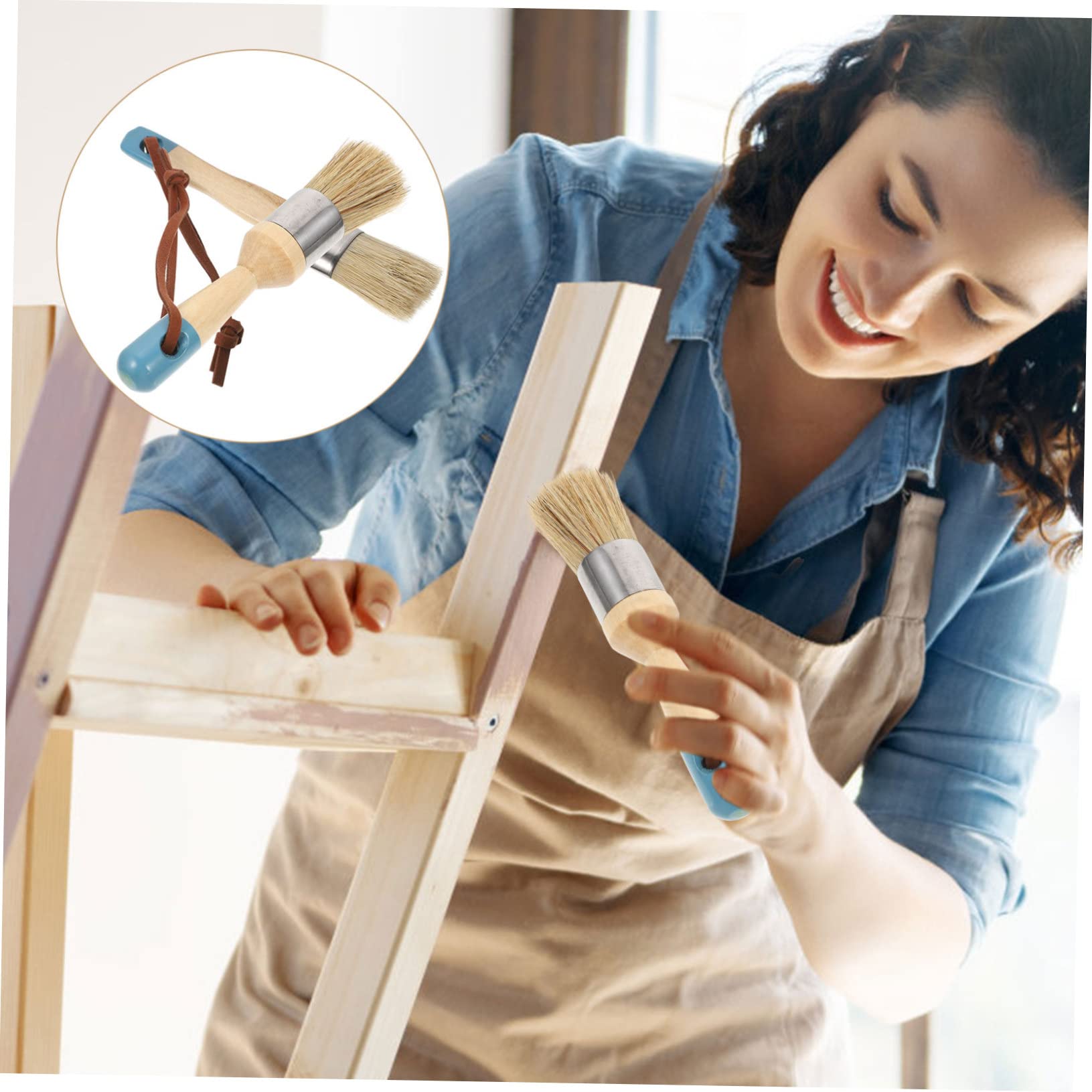 VILLCASE 8piezas Pinceles De Pintura De Cerdas Suaves Brochas Ergonómicas para Cera y Pintura para Uso Diario El Hogar y Proyectos Artísticos