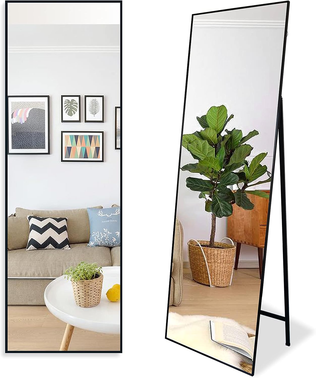 QTBOOM Full Length Mirror 65"x23.6", Aluminum Alloy Floor