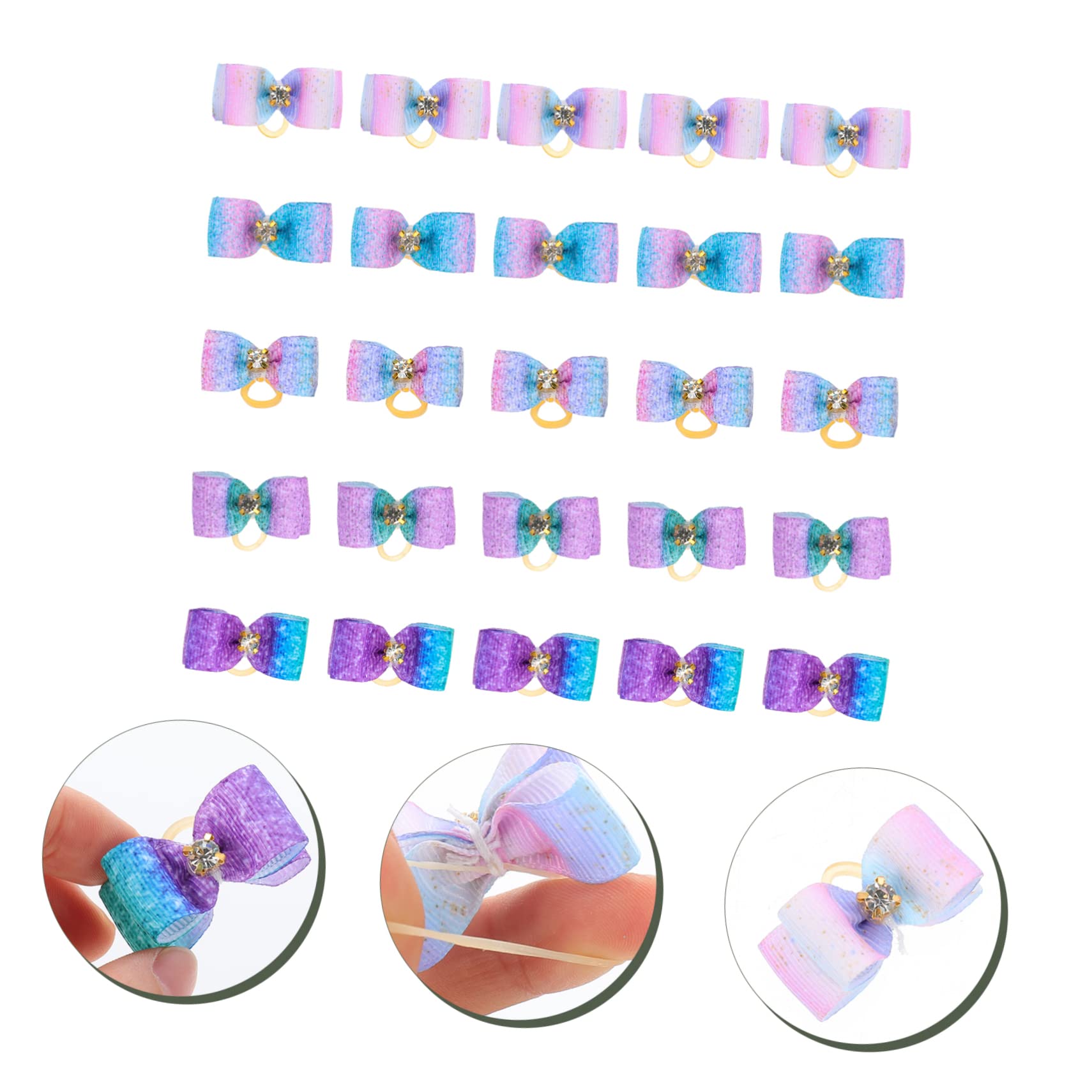 Toddmomy 100 Piezas Flor de Cabeza de Mascota Banda de Pelo de Anillo de Pelo con Lazo para Mascotas Perros Accesorios decoración para Mascotas Lazo de Goma para Arcos de