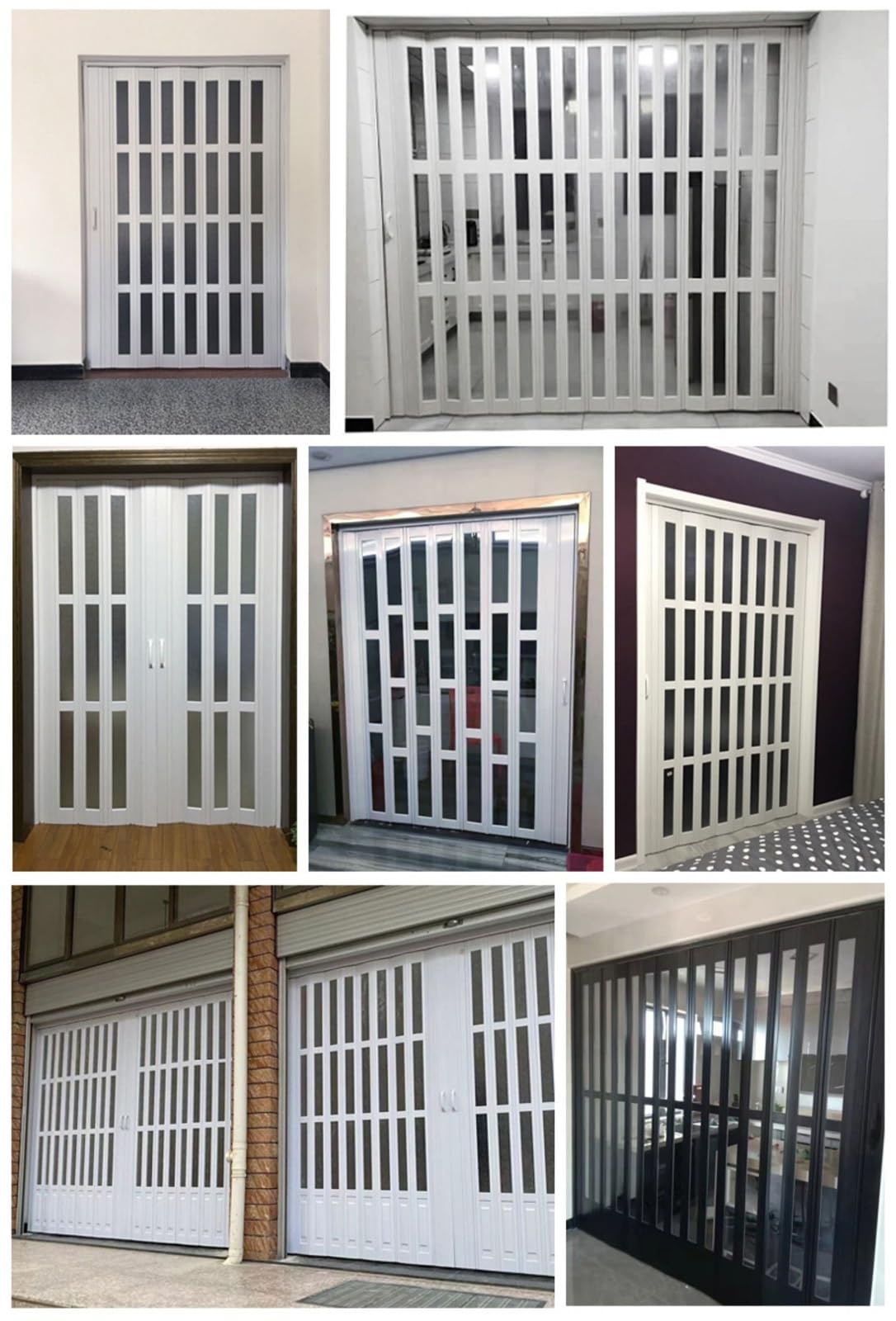 Dostosowywalne Harmonijkowe Drzwi z PVC - Przesuwne z Uchwytami i Szkłem Akrylowym do Kuchni, Spiżarni, Pralni (63x85in/160x216cm)