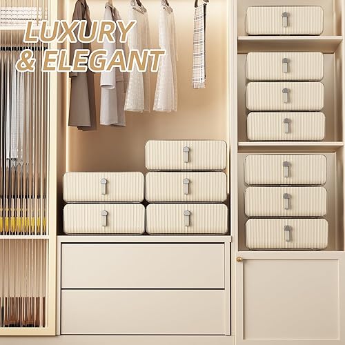 Miniatura 4 de Organizador de ropa interior para calcetines, organizador de ropa interior de 24 celdas para armario, organizador de armario apilable y