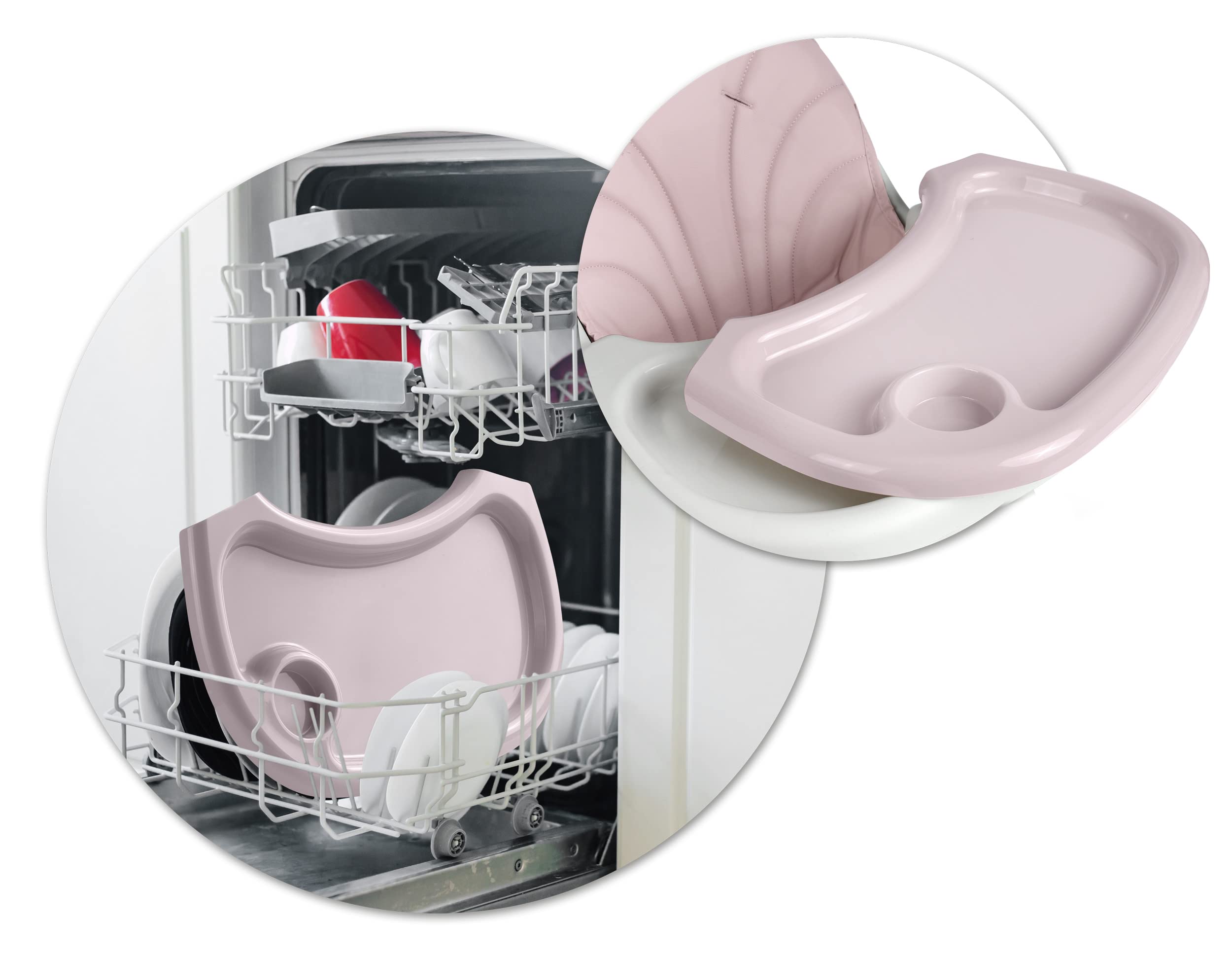 Trona de bebé Milo con mesa (rosa)