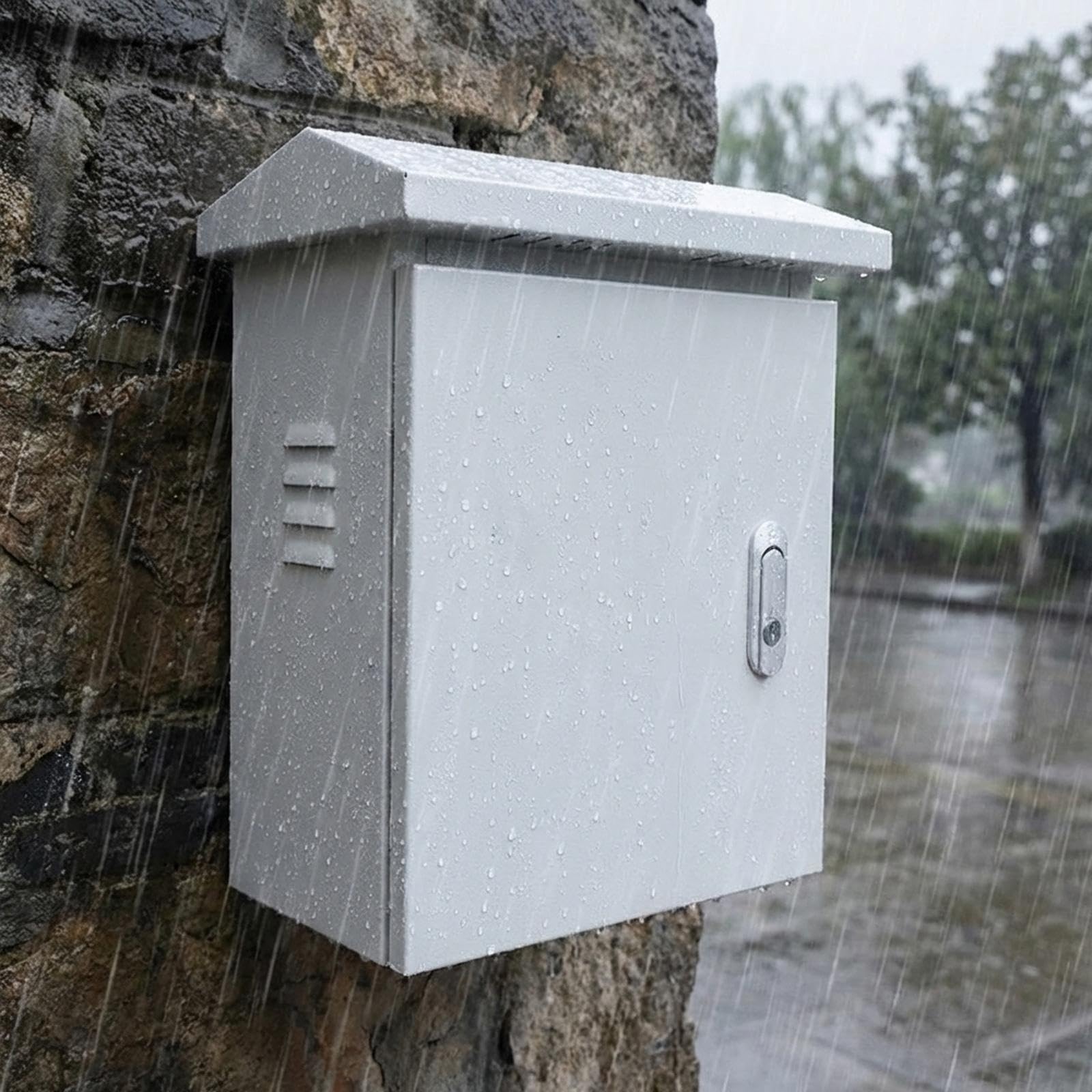 Scatola di Derivazione Impermeabile per Esterno con Serratura E Pannello Distribuzione in Foro Ventilazione Antipolvere Adatta per Progetto, 30x25x16 Cm