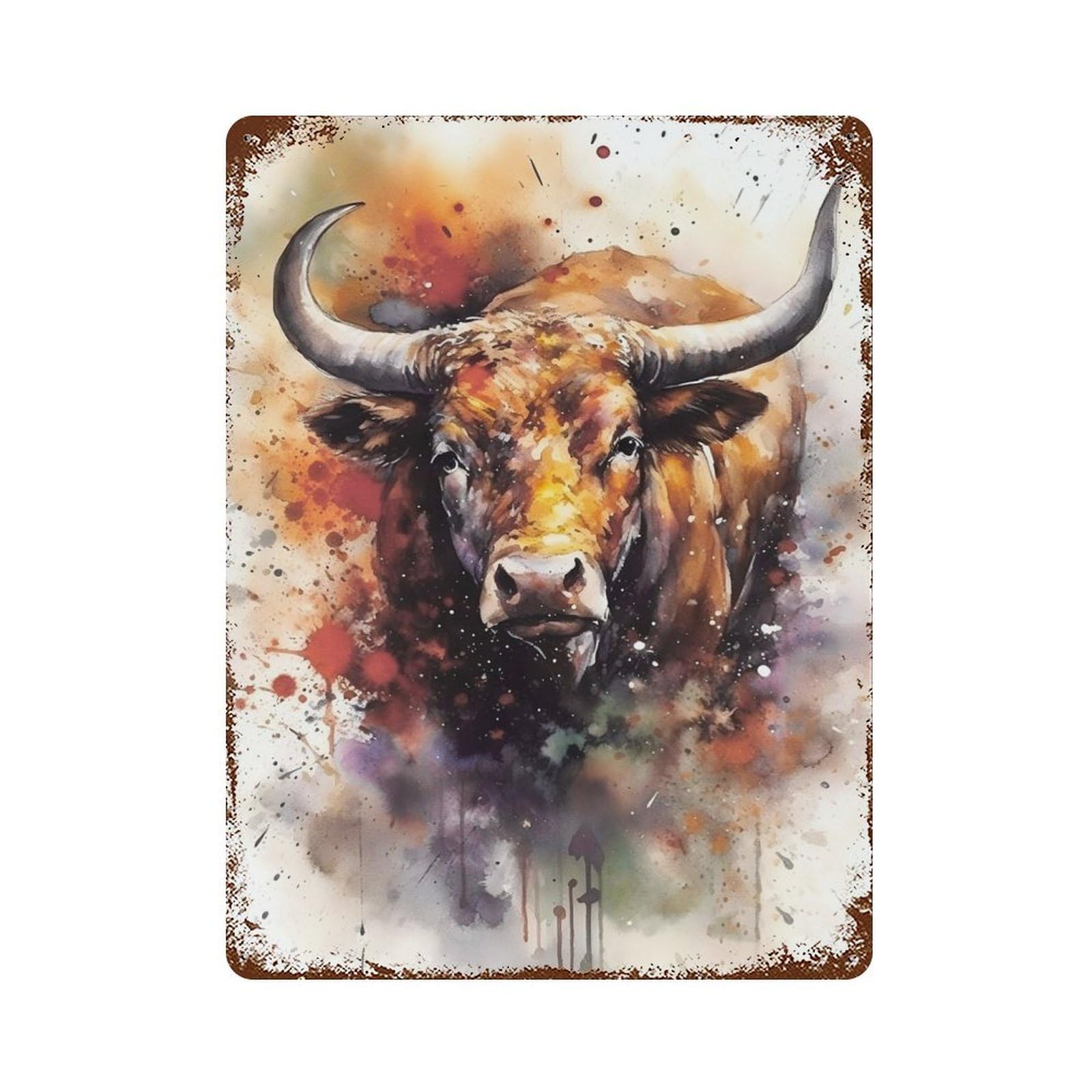 Matador Watercolors Vintage Rust Metal Sign 15.7"x11.8", for Basement, Hobby Room And Garage Decor, Farmhouse Wall Decor
