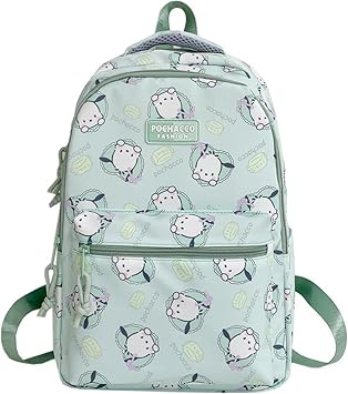 Roffatide Cartoon All Over Print Casual Backpack Laptop Backpack Travel Hiking Rucksack Daypack Green