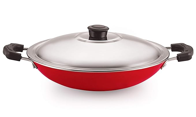 Nirlon Non Stick Aluminium Gas Compatible Appa Chatti/Appam Pan/kallu with Steel Lid 22.5cm - 1 LTR(26mm_Classic_AC)