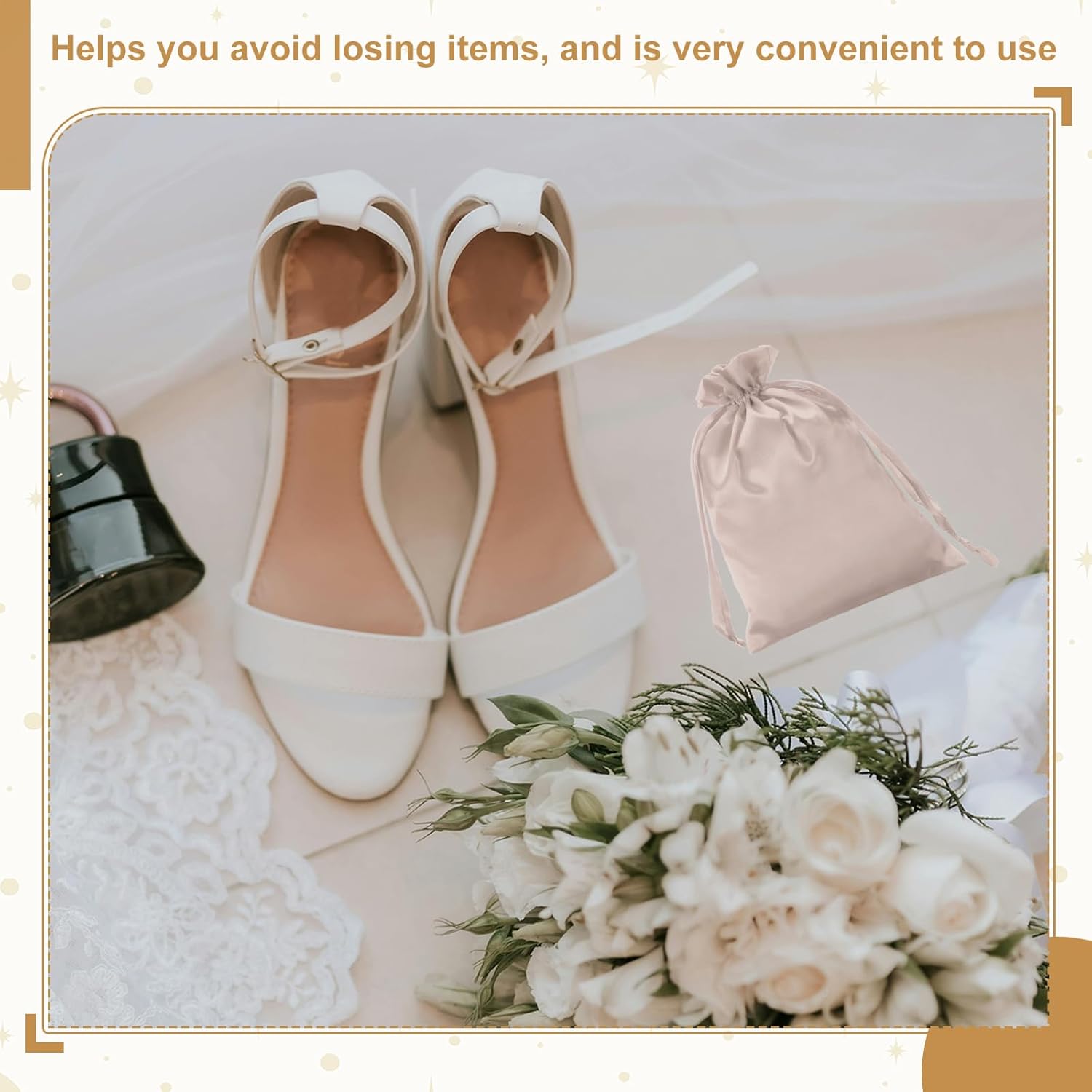 PATIKIL 3 x 4 Inch Satin Bags with Drawstring, 6 Pcs Silk Drawstring Gift Bag Wedding Favor Pouch for Jewelry Candy Christmas Party Graduation Birthday Easter, White - Image 5