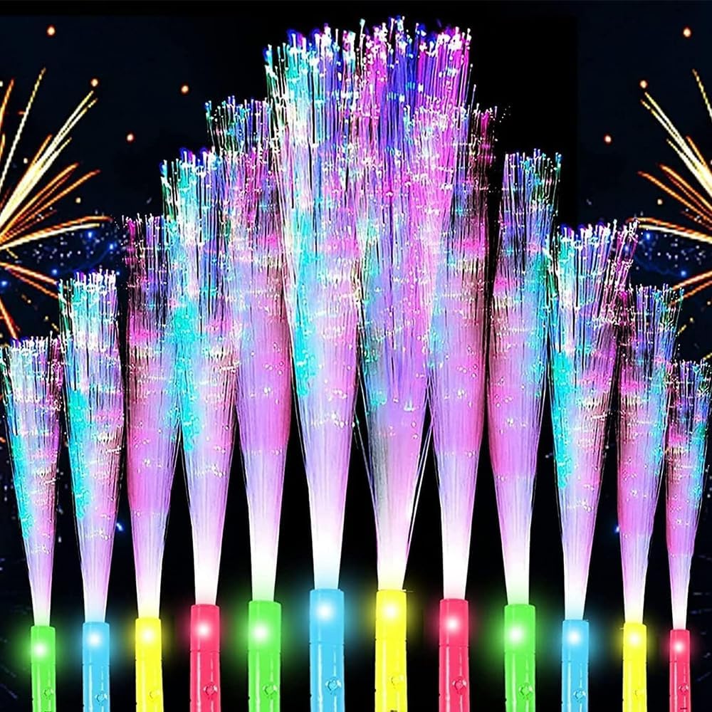 Color Handheld LED Fiber Optic Light Set - with 3 Variable Frequency Flicker Modes, Seven Light Color Changes-Suitable for Bar, Party, Concert and Other Cheering Props (36 PCS)