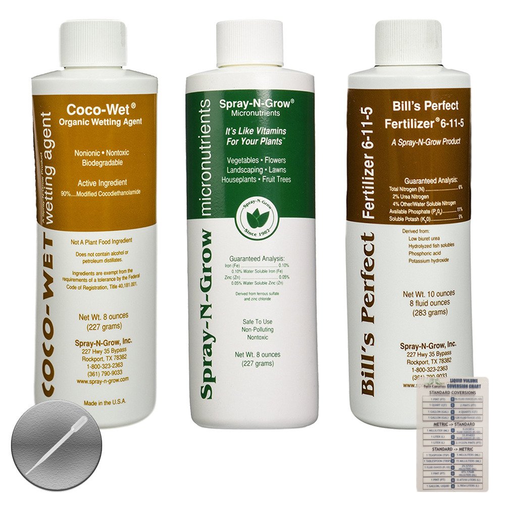 CocoWet Organic Wetting Agent, SprayNGrow Micronutrients & Bill's