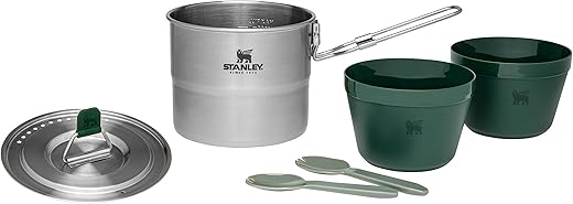 Stanley Adventure Edelstahl Kampingkochset für Zwei Personen 1.0L - 6-teiliges Outdoor Kochset...
