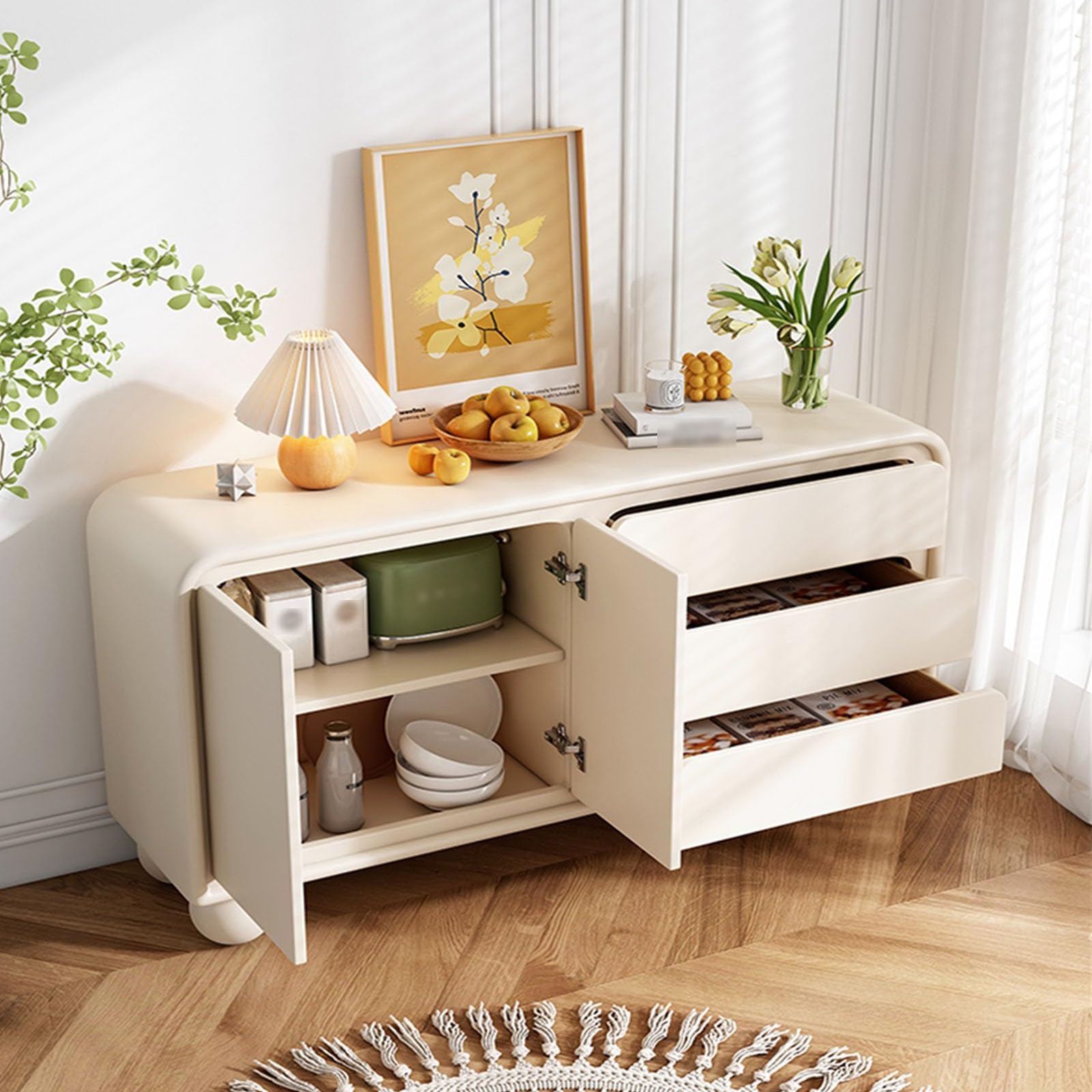 Armadio cucina Mobile Portaoggetti con Ante e Cassetti in Legno stoccaggio(100 * 40 * 77.5cm)