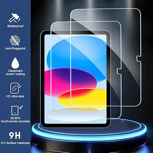 Miniatura 3 de BLOSOMEET Paquete de 2 protectores de pantalla para iPad de 11ª A16 2025 y 10ª generación de 10.9 pulgadas 2022, vidrio templado transparente HD de