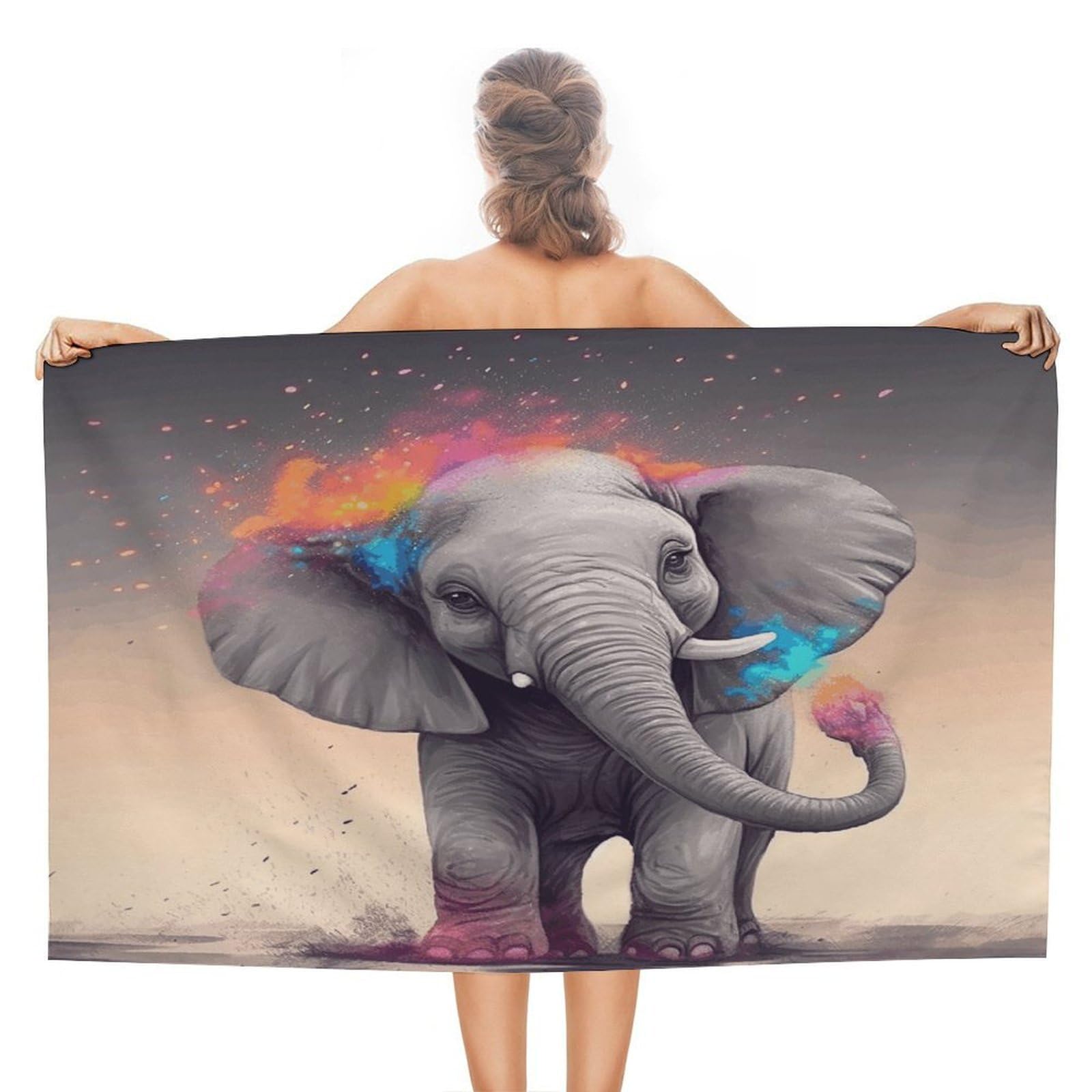 FekiLoot Animal Cartoon Elephant Beach Towel Absorbent & Quick Dry Pool Towels 31 X 51 Inches Extra Large Sandfree Beach Blanket Towels Soft Lightweight Travel Towel for Swim Yoga Camping