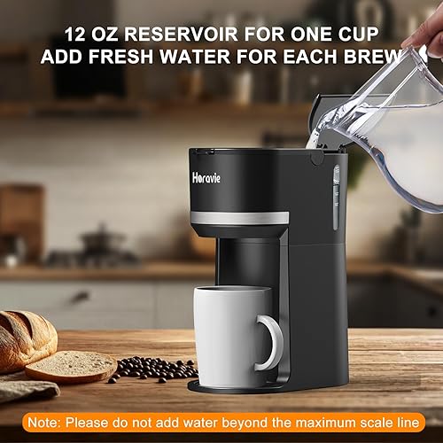 Miniatura 6 de Cafetera pequeña de una sola porción para K Cup y café molido, cafetera de preparación rápida de una taza con recordatorio de descalcificación y