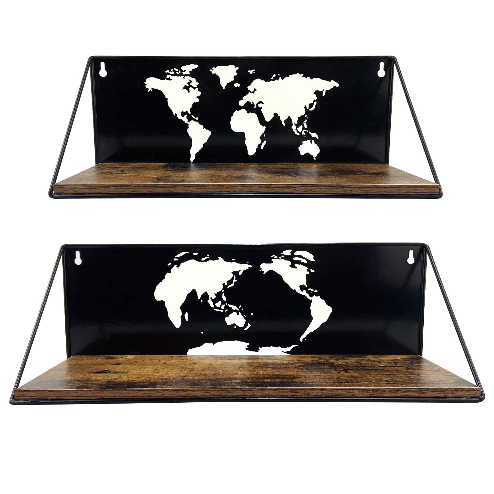 Buy PETAFLOP Floating Shelves Wall Shelf with World Cutouts, Black Wall