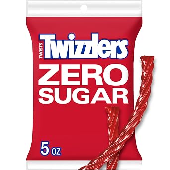 TWIZZLERS Zero Sugar Twists Strawberry Flavored Licorice Style, Candy Bag, 5 oz