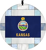 Vista 17 de New Hampshire Christmas Ornament - Faux Stained Glass Design Effect Featuring State Flag - 2026 Hanging Acrylic Disc Decoration for Tree - Unique