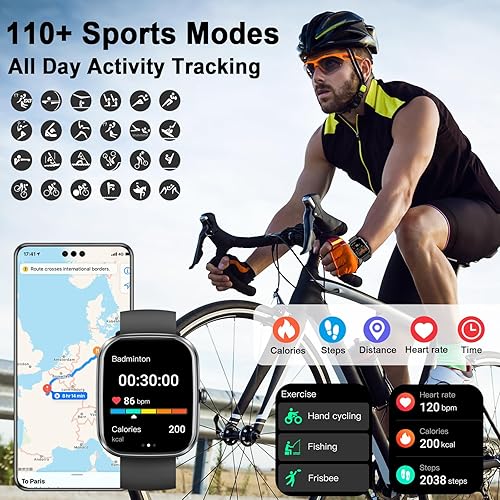 Miniatura 5 de Reloj inteligente para hombresmujeres, monitor de sueñofrecuencia cardíaca, IP68 impermeable rastreador de fitness para Android.US-T70AI-2