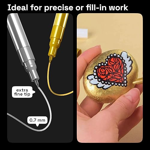 Miniatura 3 de Bolígrafos de pintura acrílica para pintura de roca, piedra, cerámica, vidrio, madera, tela, lienzo, metal, álbum de recortes, juego de 3 marcadores