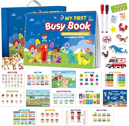 Mis juguetes preescolares, regalo para niños y niñas pequeños, reutilizable, impermeable, libro ocupado, libro silencioso, tablero de actividades,