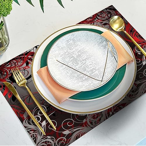 Miniatura 2 de Mcalk Juego de 6 manteles individuales amarillos y manteles individuales, manteles individuales grises de arte moderno, manteles individuales de