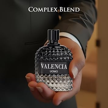 Valencia UOMO for Men Eau De Parfum - Woody Aromatic Fragrance - Floral Twist Blended with a Cool Facet of Mineral Notes & Salt - Edgy yet Masculine Scent - Cologne or Everyday Use - 100ml Bottle
