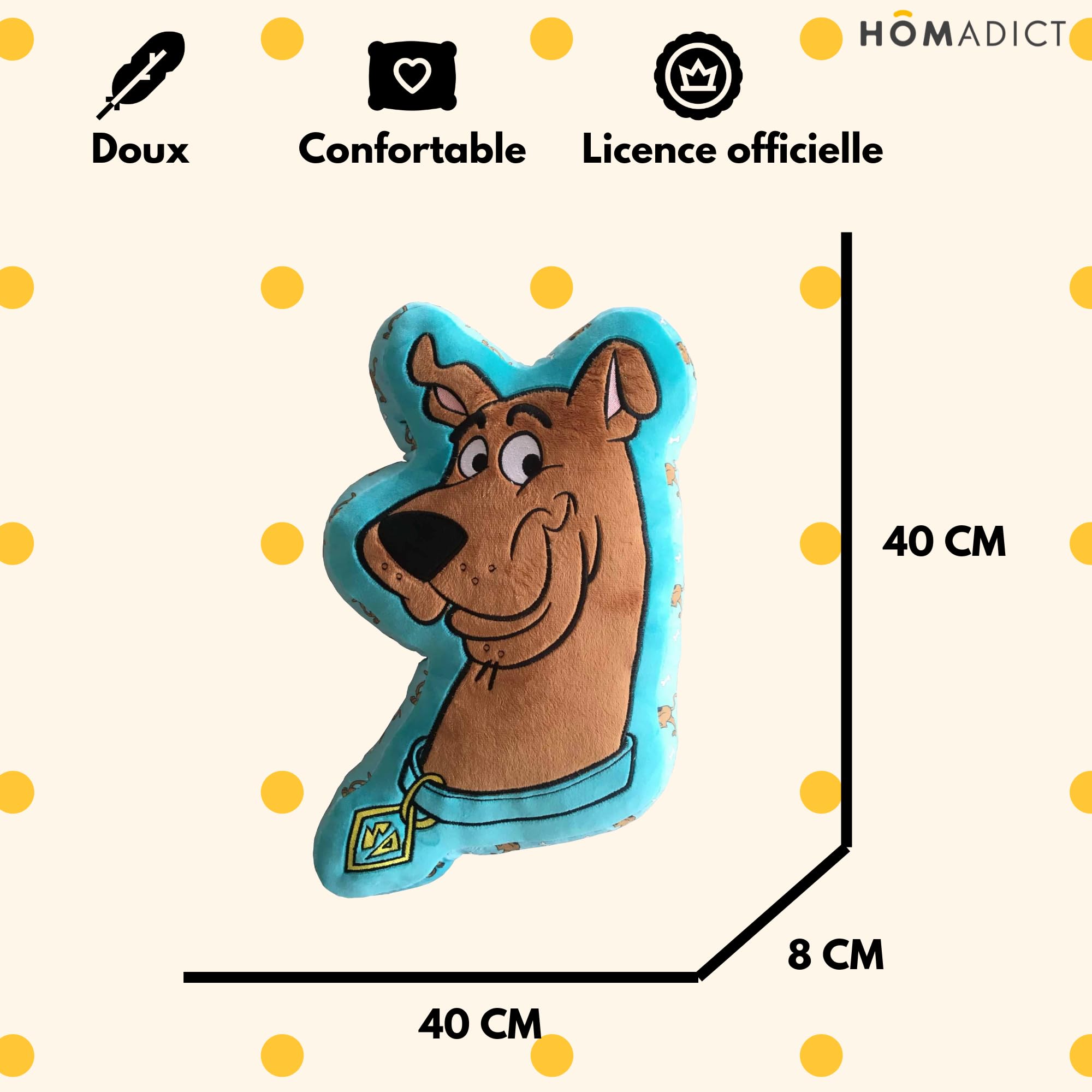 Coussin Scooby Doo HÔMADICT - 40x40 Cm, Confortable Et Doux, Idéal Pour Fans