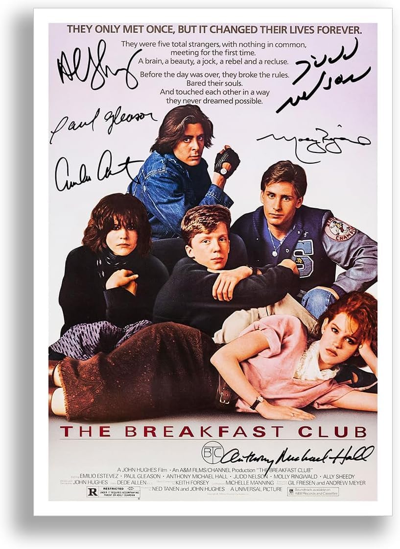 The Breakfast Club Cast Signed A4 Poster Photo Print Framed Autograph Gift Movie Film (A3 Poster Only)