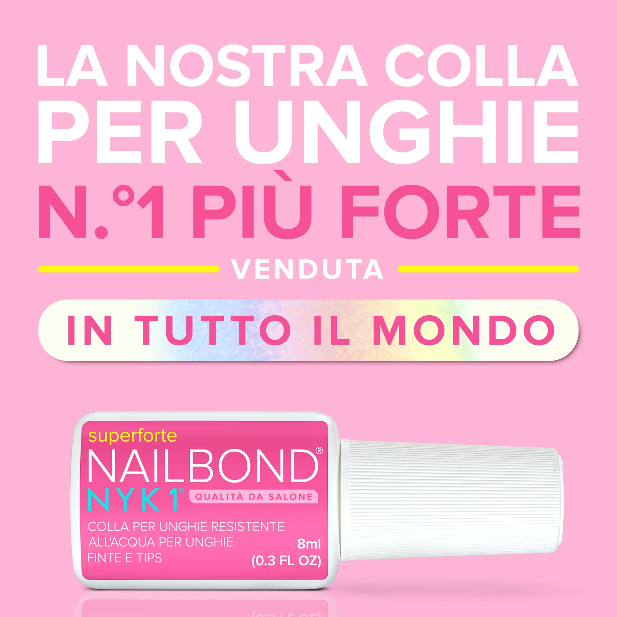Colla Per Unghie Finte Extra Forte Per Punte Artificiali E Acrilici (8ml) NYK1 NailBond Colla Unghie Finte Professionale Per Tips Nail Glue - Durata Lunga, Massima Resistenza e Applicazione Pulita
