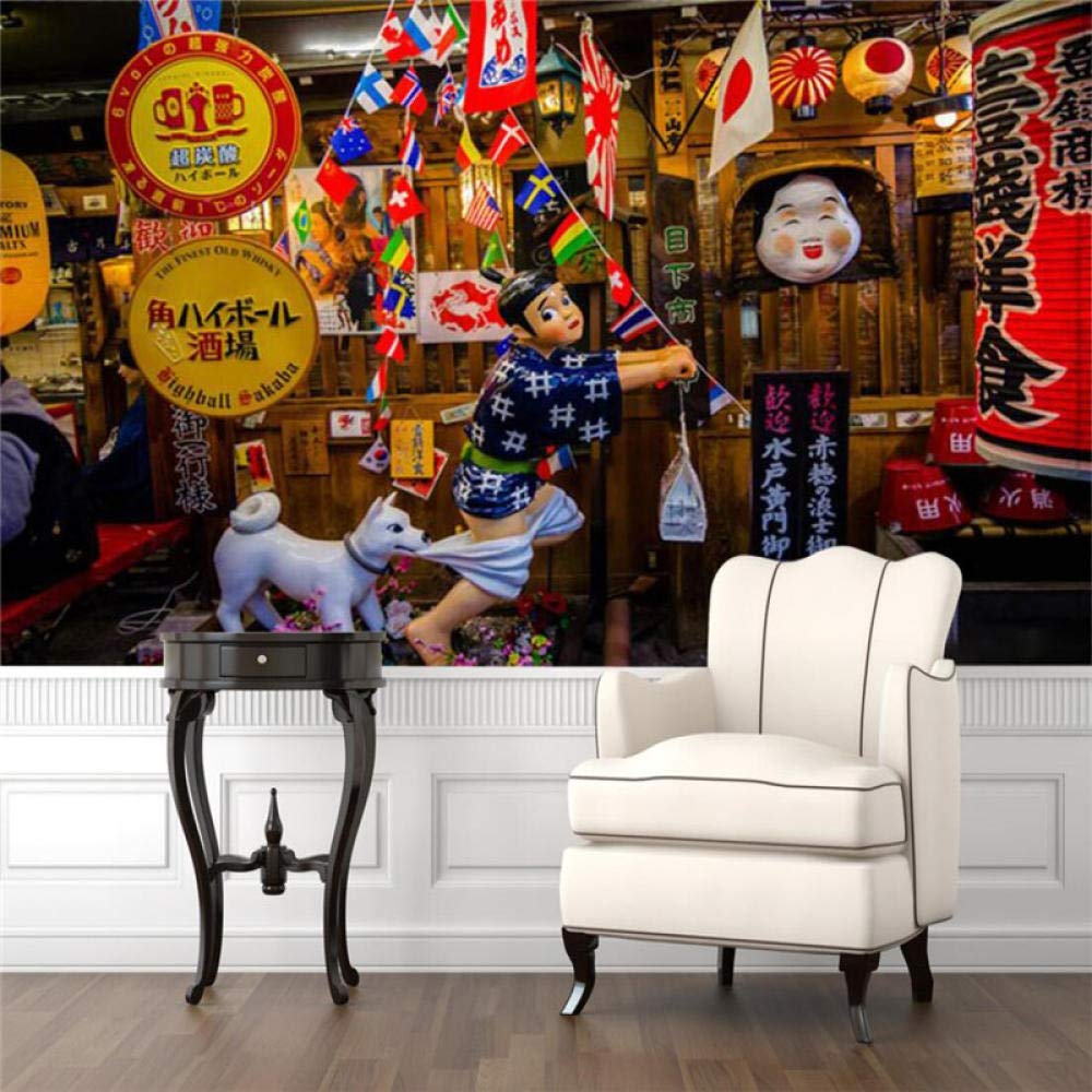 Benutzerdefinierte 3D Japanische Street View Fototapete Wandbild Sushi Restaurant Ramen Shop Izakaya Hot Pot Barbecue Store Tapete 3D 250Cm(W)×175Cm(H)