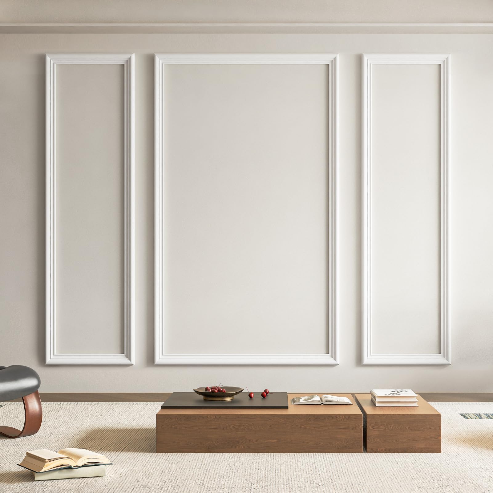 Art3d Pre-Cut Wall Molding Set of 3 pcs, Ready-to-Assemble Wainscoting Panels for Interior Wall Décor Living Room Bedroom Accent Wall - Installed with Glue, 3 Frames