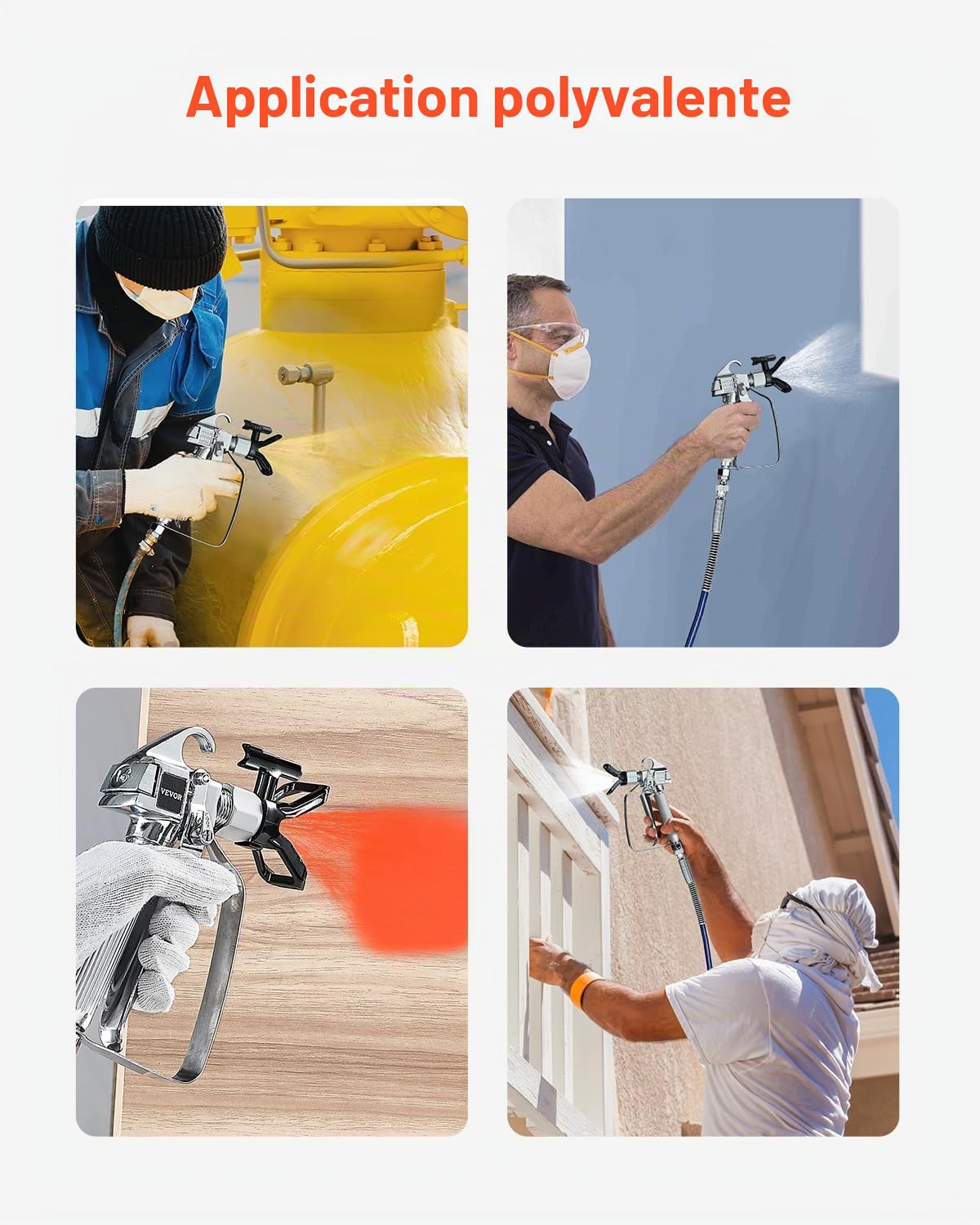 VEVOR Pistolet pulvérisateur de Peinture sans air, Haute Pression 248 Bar, avec 5 Embouts, kit à Joint pivotant, avec filtres, Aiguille de Nettoyage et Brosse, pour Machine de pulvérisation sans air