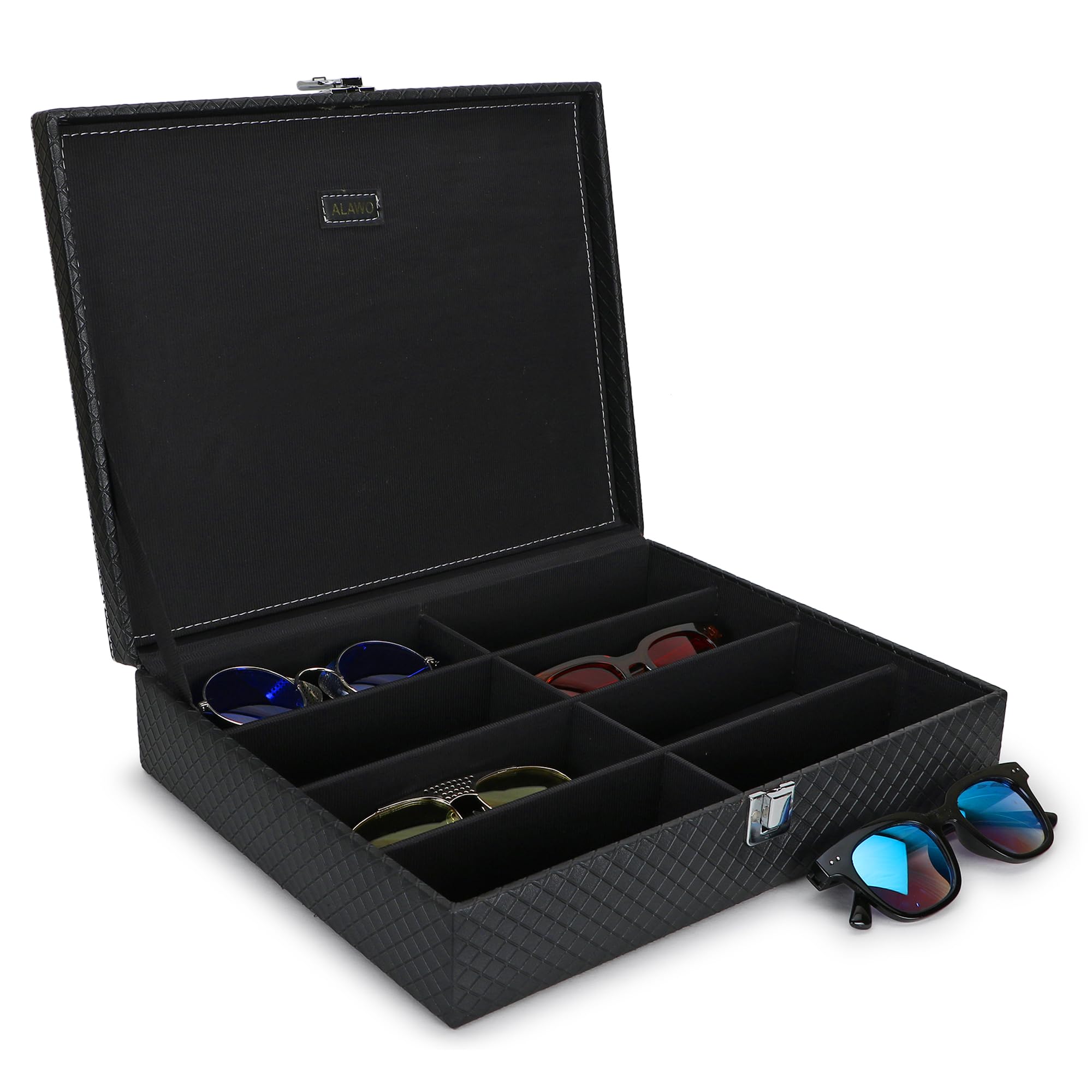 Sunglass Box Organizer Holder Case in PU Leather for Men & Women with 8 Slots of Sunglasses