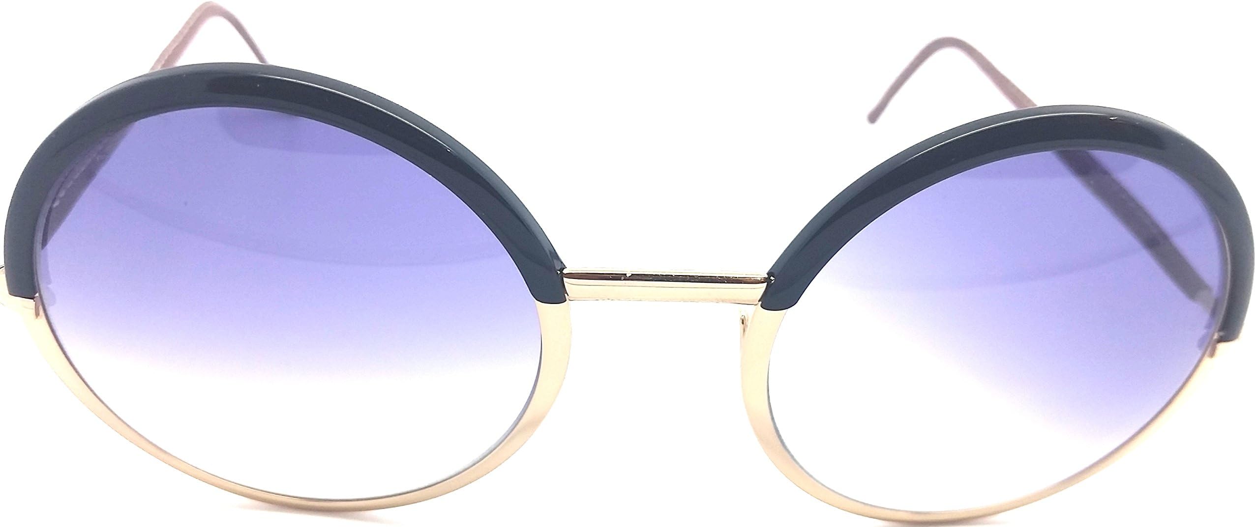 M1070 black gold Round Sunglasses