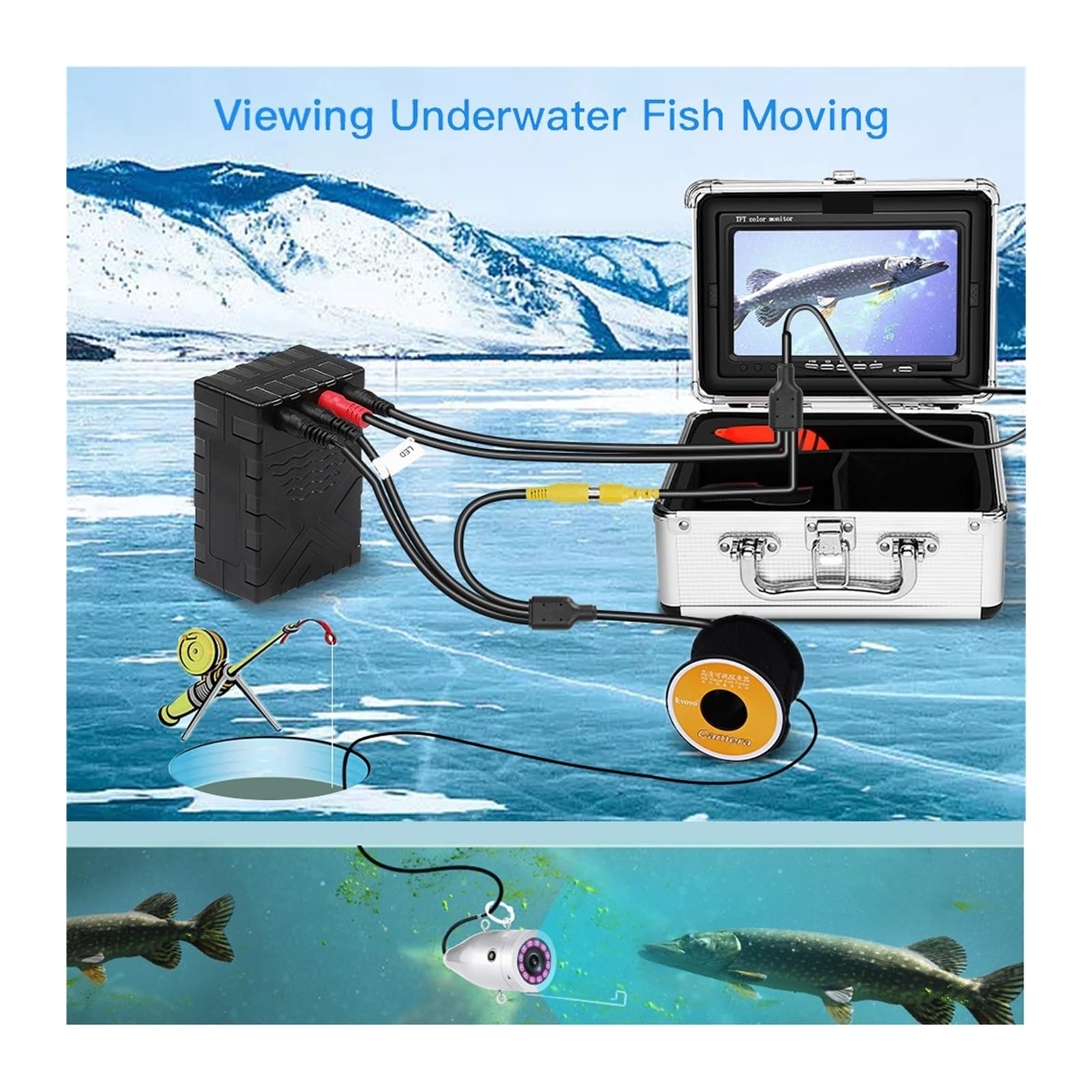 Caméra de pêche sous-Marine DVR 30M/15M, écran 7 Pouces HD