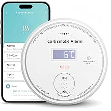 Smart Smoke and Carbon Monoxide Detector, WiFi Smoke Alarm, 2-in-1 Combo with LED Display, Battery Powered