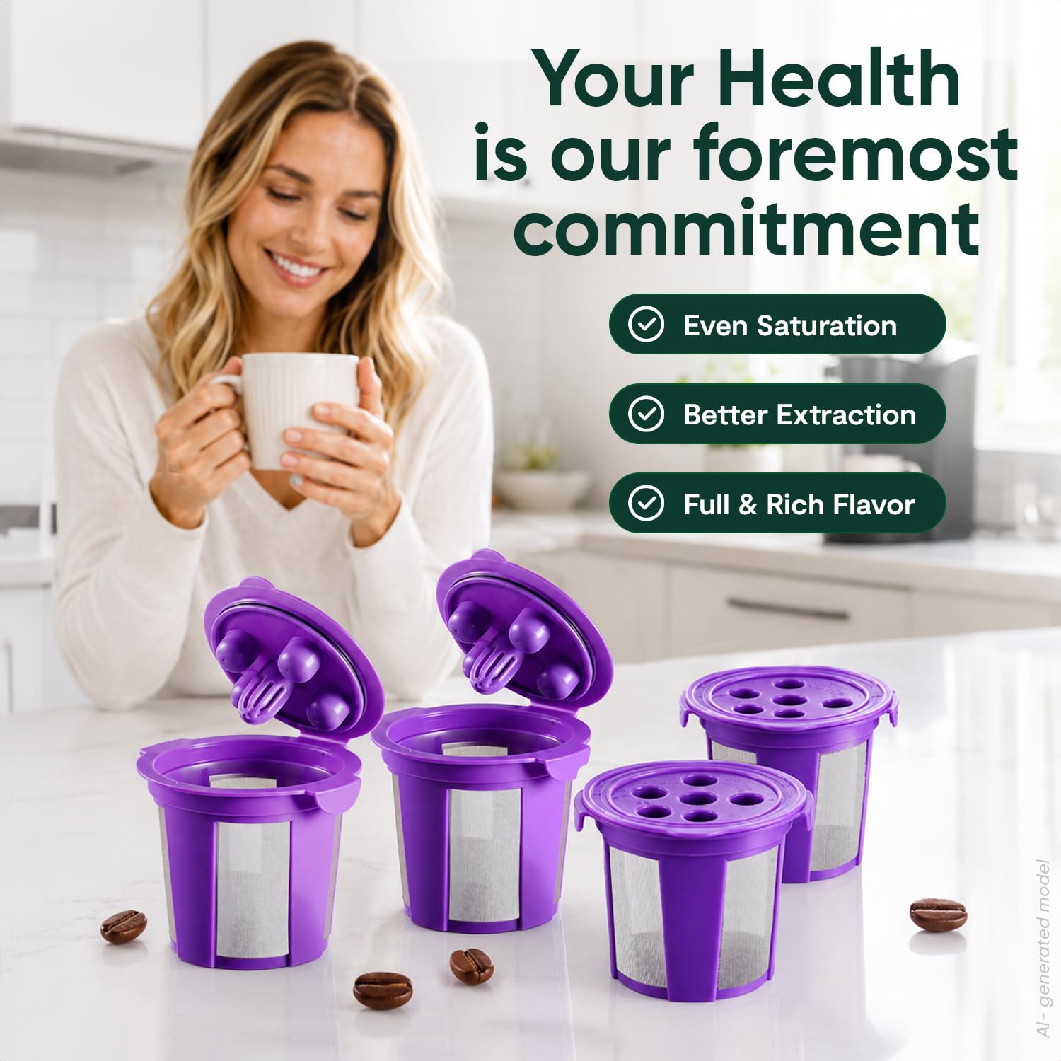 PureHQ Tazas K reutilizables para Keurig Supreme, K-Supreme Plus, K-Slim, Keurig Universal by - Kcup recargable para cafetera Keurig Supreme, filtro de cápsulas de café MultiStream, nuevo diseño