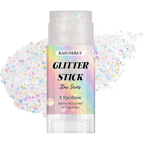 Rainbow Face Body Glitter Stick, Chunky Sequins Body Face Glitter Singer Concert for Women Girls, Holographic Hair Glitters Mermaid Makeup for Lip Eye Halloween Christmas Party Festival