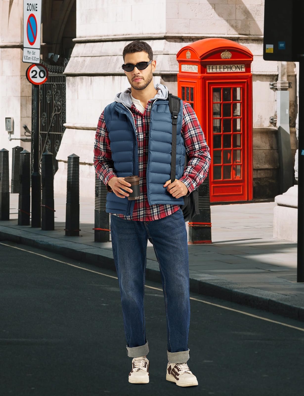 donhobo Herren Steppweste Packbare Pufferweste Übergangsweste | Leicht, Wasserabweisend, Winddicht, Warm, Ärmellose Jacke, 4 Taschen, für Freizeit Wandern Reisen